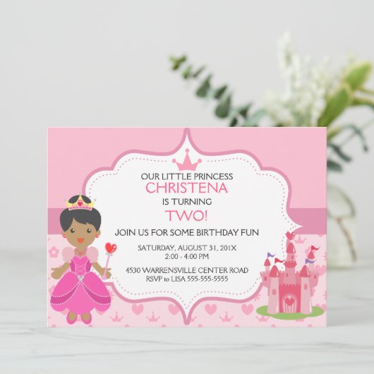 Onze kleine prinses Birthday Party Invitation (AA) Kaart (Staand voorkant)