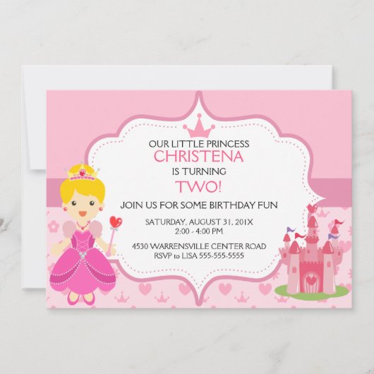 Onze kleine prinses Birthday Party Invitation (BL) Kaart (Voorkant)