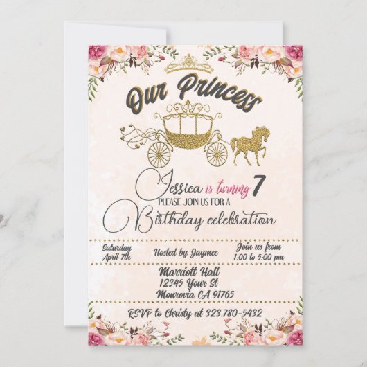 Onze kleine prinses Birthday uitnodiging (Voorkant)