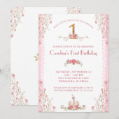 Onze kleine prinses eerste verjaardag roze uitnodi kaart (Voorkant / Achterkant)