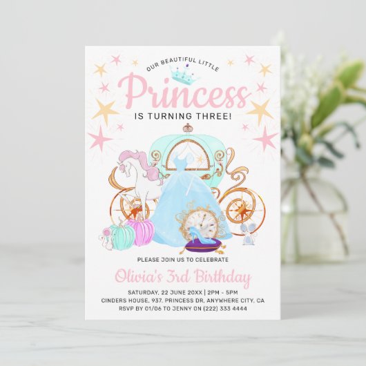 Onze kleine prinses Girls Birthday Party Kaart (Staand voorkant)
