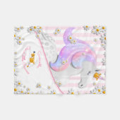 Onze kleine prinses kind roze gestreepte eenhoorn fleece deken (Voorkant (Horizontaal))