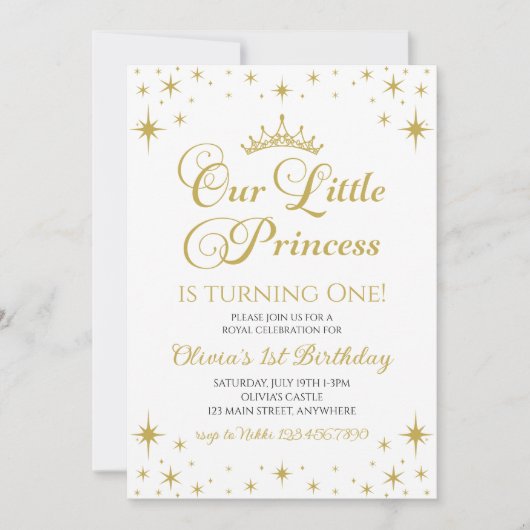 Onze Kleine Prinses Koninklijke Gouden en Blauwe V Kaart (Voorkant)