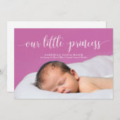 Onze kleine prinses Manuscript Geboorteaankondigin Aankondiging (Voorkant / Achterkant)