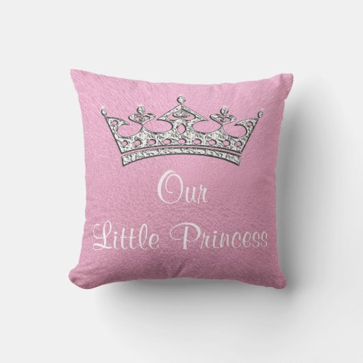 Onze kleine prinses of roze gepersonaliseerde pilo kussen (Voorkant)
