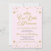 Onze kleine prinses Royal goud en roze verjaardag Kaart (Voorkant)