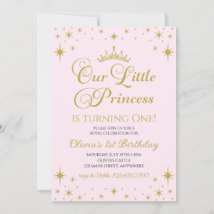 Onze Kleine Prinses Royale Gouden en Roze Verjaard Kaart