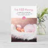 Onze kleine prinses roze Baby aankondiging (Staand voorkant)