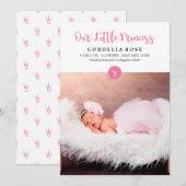 Onze kleine prinses roze Baby aankondiging (Voorkant / Achterkant)