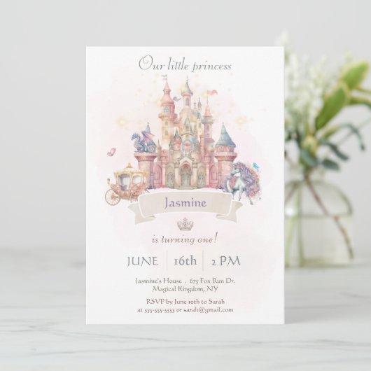 Onze kleine prinses sprookje Kind uitnodiging (Staand voorkant)