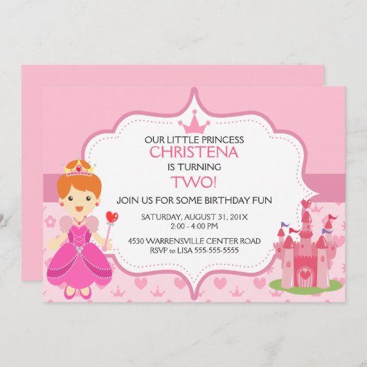 Onze kleine prinses verjaardag uitnodiging (RE) (Voorkant / Achterkant)