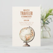 Onze kleine reiziger verjaardagsfeestje uitnodigen kaart (Staand voorkant)