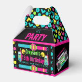 onze kleine Retro Neon 80's verjaardagsfeestje Bedankdoosjes (Achterkant)