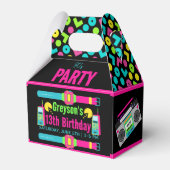 onze kleine Retro Neon 80's verjaardagsfeestje Bedankdoosjes (Voorkant Zijde)