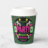 onze kleine Retro Neon 80's verjaardagsfeestje Papieren Bekers (Voorkant)