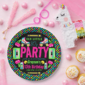 onze kleine Retro Neon 80's verjaardagsfeestje Papieren Bordje (Feest)