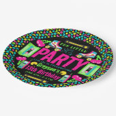 onze kleine Retro Neon 80's verjaardagsfeestje Papieren Bordje (Gekanteld)