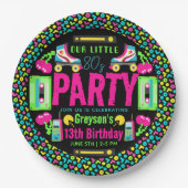 onze kleine Retro Neon 80's verjaardagsfeestje Papieren Bordje (Voorkant)