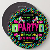 onze kleine Retro Neon 80's verjaardagsfeestje Ronde Button 6,0 Cm (Voorkant /achterkant)