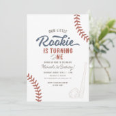 Onze kleine Rookie Baseball 1e Verjaardag Kaart (Staand voorkant)