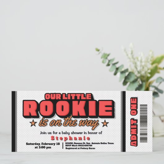 Onze Kleine Rookie is op komst Uitnodiging voor ee (Staand voorkant)