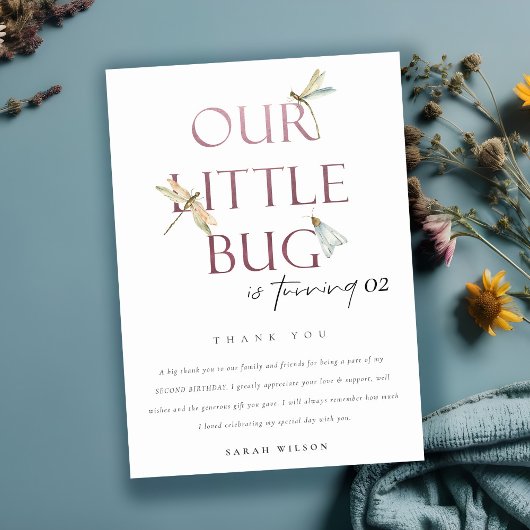 Onze kleine roze dragonvlieg elke dag van de leeft bedankkaart