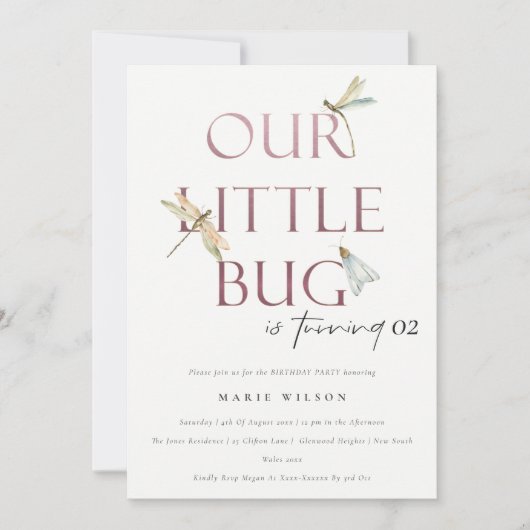 Onze kleine roze dragonvlieg elke dag van de leeft kaart (Voorkant)