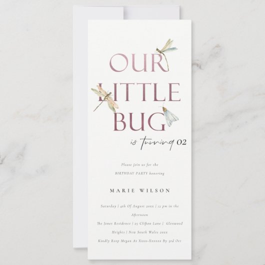 Onze kleine roze dragonvlieg elke dag van de leeft kaart (Voorkant)