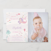 Onze Kleine Roze Zeemeermin Verjaardag Uitnodiging (Voorkant)