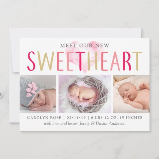 Onze kleine schatje 3 Foto geboorteaankondiging Aankondiging (Voorkant)