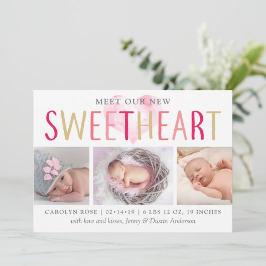 Onze kleine schatje 3 Foto geboorteaankondiging Aankondiging (Staand voorkant)