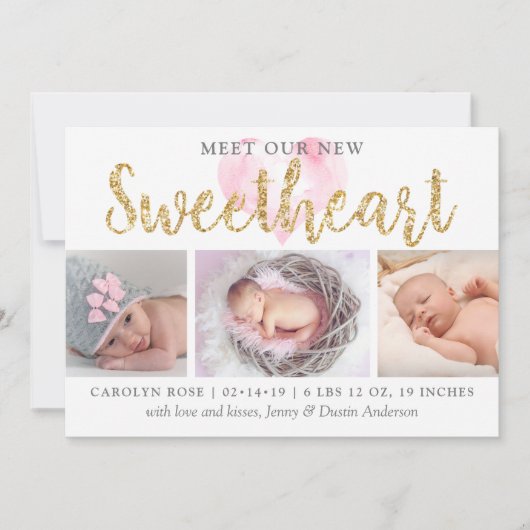 Onze kleine schatje 3 Foto geboorteaankondiging Aankondiging (Voorkant)