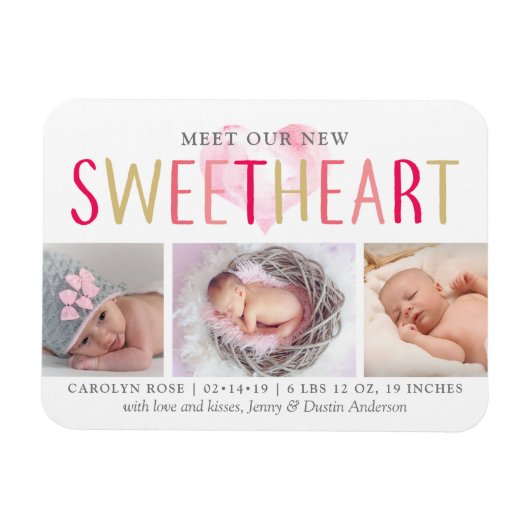 Onze kleine schatje 3 Foto geboorteaankondiging Magneet (Horizontaal)