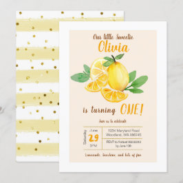Onze kleine schatje Lemon 1e verjaardag Uitnodigin Kaart