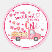 Onze kleine schatje maakt van een zieker ronde sticker (Voorkant)