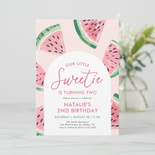 Onze kleine schatje watermeloen verjaardag kaart (Staand voorkant)