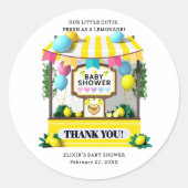Onze kleine schattige limonade stand Baby shower Ronde Sticker (Voorkant)