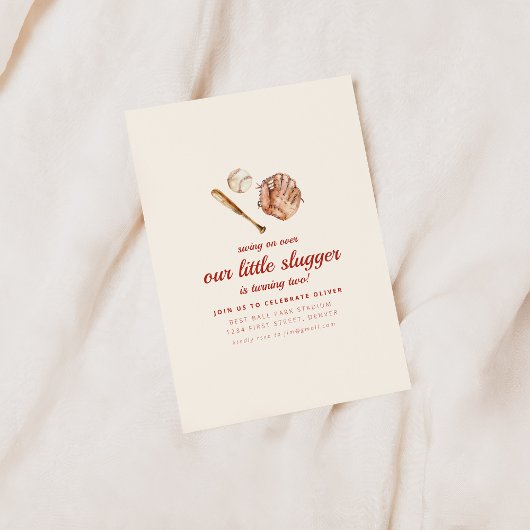 Onze kleine slappe honkbal verjaardag uitnodigen kaart