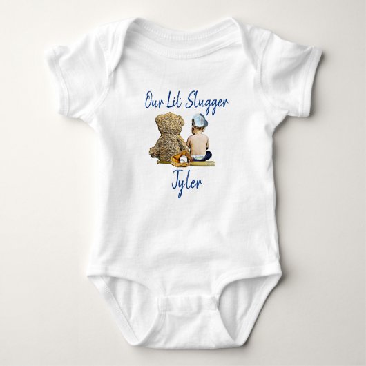 Onze Kleine Slogger Persoonlijke Baby Jongen Romper (Voorkant)