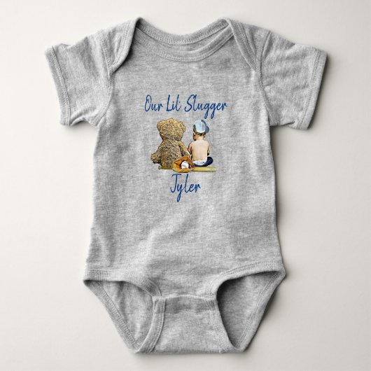 Onze Kleine Slogger Persoonlijke Baby Jongen Romper (Voorkant)