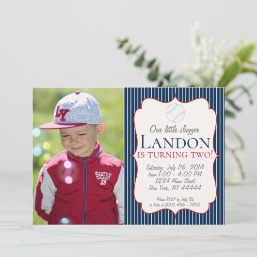 Onze kleine Slugger Baseball-uitnodiging Kaart (Staand voorkant)