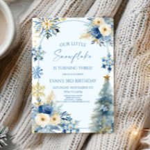 Onze kleine sneeuwvlok blauwe winter verjaardagsfe