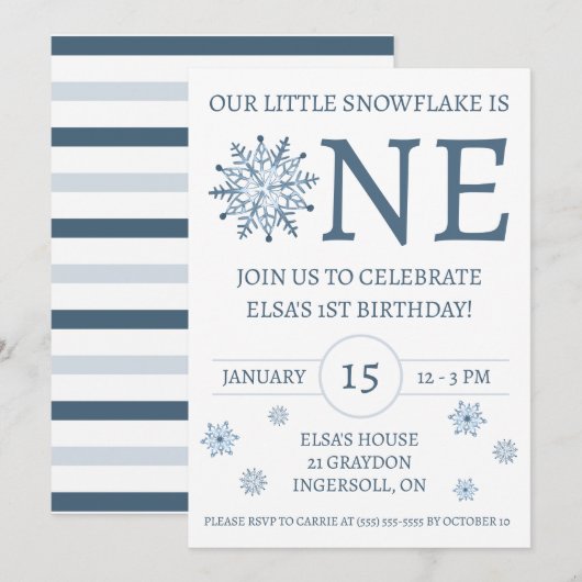 Onze kleine sneeuwvlok is EEN, Kinderen verjaardag Kaart (Voorkant / Achterkant)