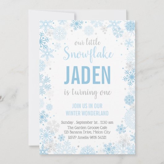 Onze kleine sneeuwvlok | Jongen eerste verjaardag Kaart (Voorkant)