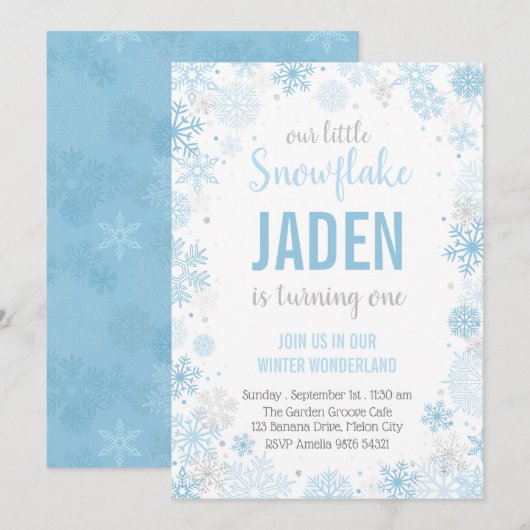 Onze kleine sneeuwvlok | Jongen eerste verjaardag Kaart (Voorkant / Achterkant)