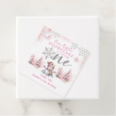 Onze Kleine Sneeuwvlok Meisje Roze Zilver 1e Verja Bedankjes Labels (In situ)