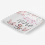 Onze Kleine Sneeuwvlok Meisje Roze Zilver 1e Verja Papieren Bordje (Gebogen)