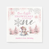 Onze Kleine Sneeuwvlok Meisje Roze Zilver 1e Verja Servet (Voorkant)