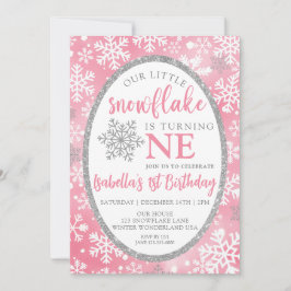 ONZE KLEINE SNEEUWVLOK ROZE 1E VERJAARDAG KAART