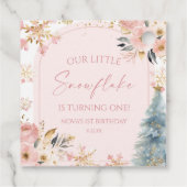 Onze kleine sneeuwvlok roze winter verjaardagsfees bedankjes labels (Achterkant)